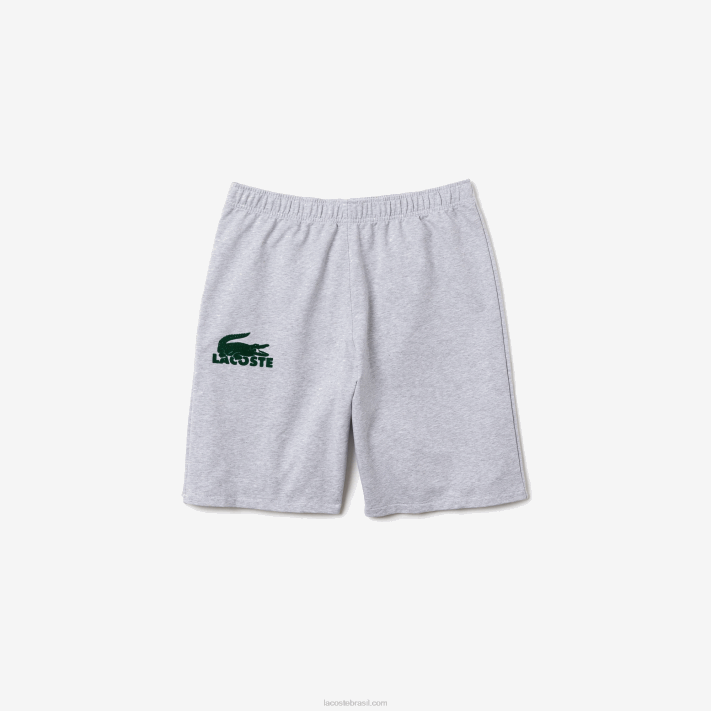 Lacoste shorts de lã de algodão de crocodilo de veludo homens lombo cinza verde y9k 88BL1479 - Image 3