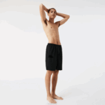 Lacoste shorts de lã de algodão de crocodilo de veludo homens preto c31 88BL1480 - Image 2