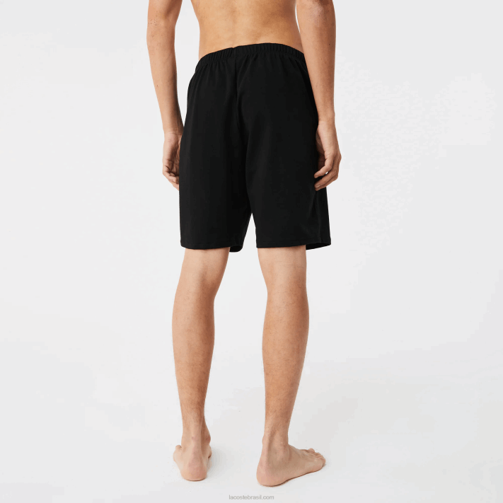 Lacoste shorts de lã de algodão de crocodilo de veludo homens preto c31 88BL1480 - Image 3