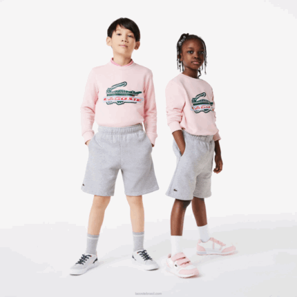 Lacoste shorts de lã de algodão escovado orgânico crianças chine cinza cca 88BL3101