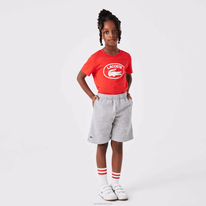 Lacoste shorts de lã de algodão escovado orgânico crianças chine cinza cca 88BL3101 - Image 9