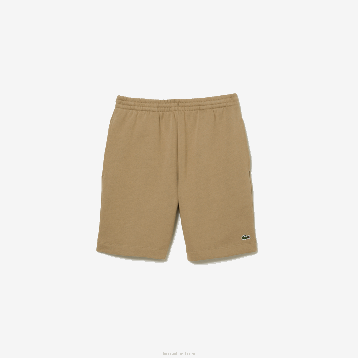 Lacoste shorts de lã de algodão escovado orgânico homens bege cb8 88BL414 - Image 4