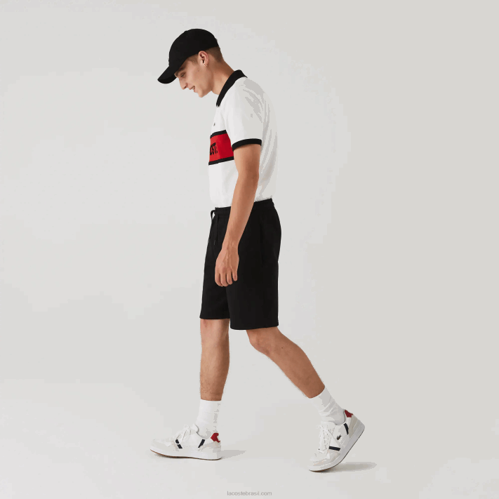 Lacoste shorts de lã de tênis esportivo homens preto 031 88BL1337 - Image 2