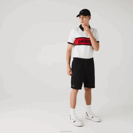 Lacoste shorts de lã de tênis esportivo homens preto 031 88BL1337