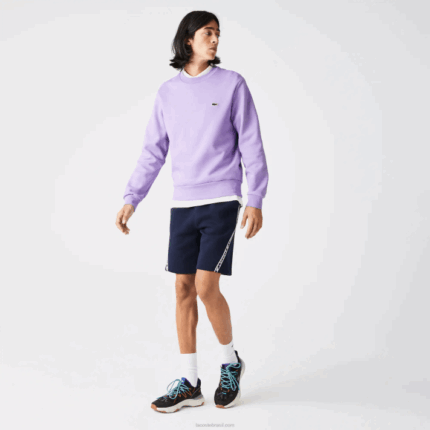 Lacoste shorts de lã escovado com faixas impressas homens azul marinho 166 88BL1496