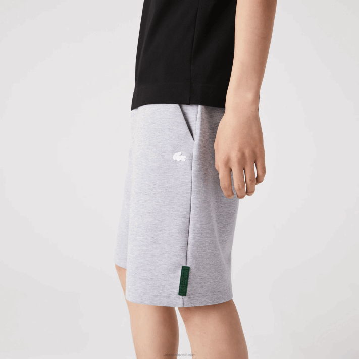 Lacoste shorts de mistura de algodão elástico homens chine cinza cca 88BL1391 - Image 4