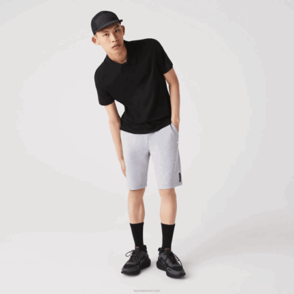 Lacoste shorts de mistura de algodão elástico homens chine cinza cca 88BL1391