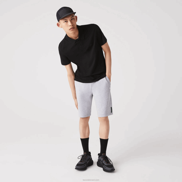 Lacoste shorts de mistura de algodão elástico homens chine cinza cca 88BL1391 - Image 1