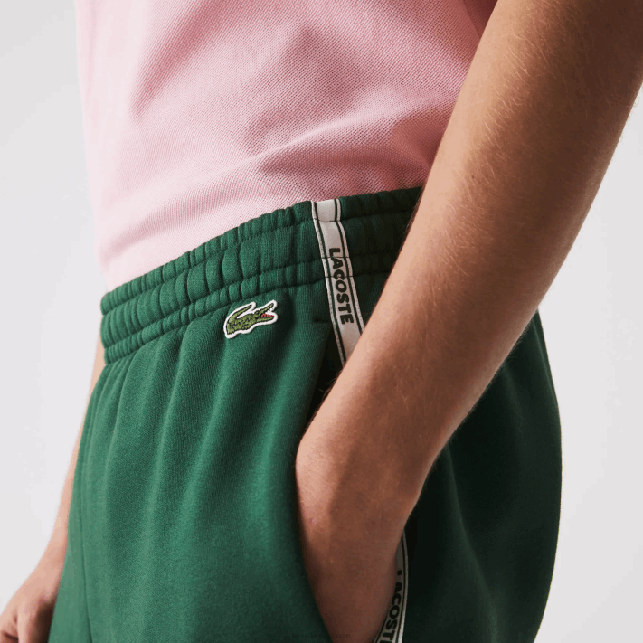 Lacoste shorts de mistura de lã de algodão com bandas de marca homens verde 132 88BL1539 - Image 5