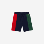 Lacoste shorts de mistura de lã de algodão de marca homens azul marinho vermelho verde bls 88BL1515 - Image 4