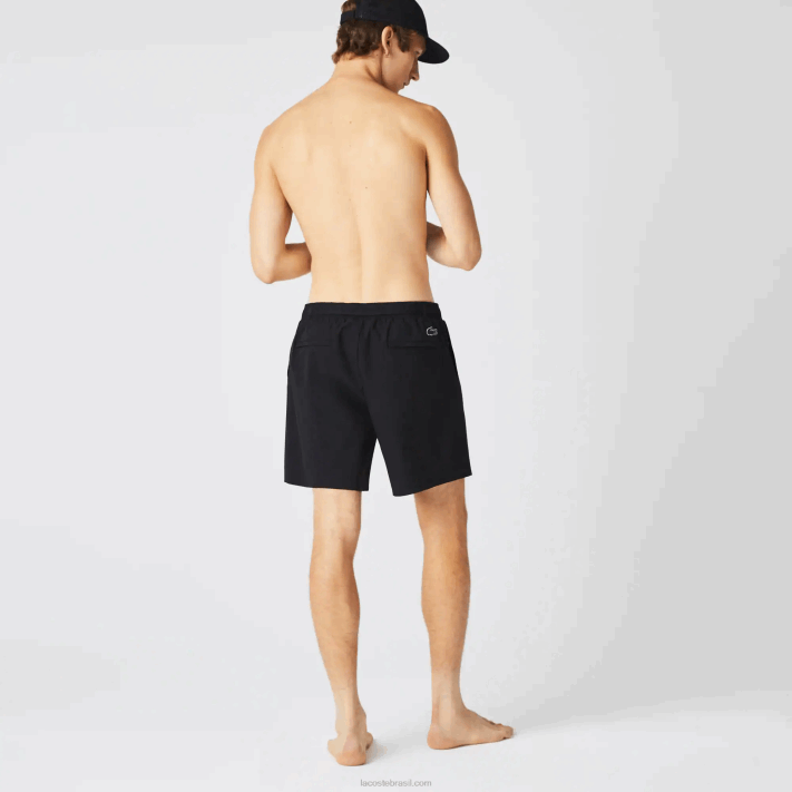Lacoste shorts de natação com estampa náutica homens preto branco 9m0 88BL1662 - Image 3