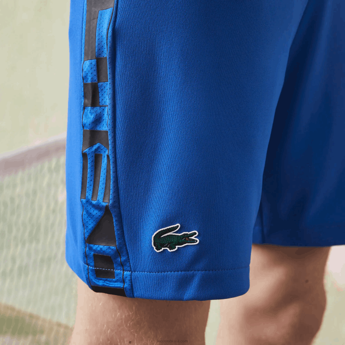 Lacoste shorts de tênis esportivos com estampa contrastante homens azul preto 6j4 88BL1537 - Image 4