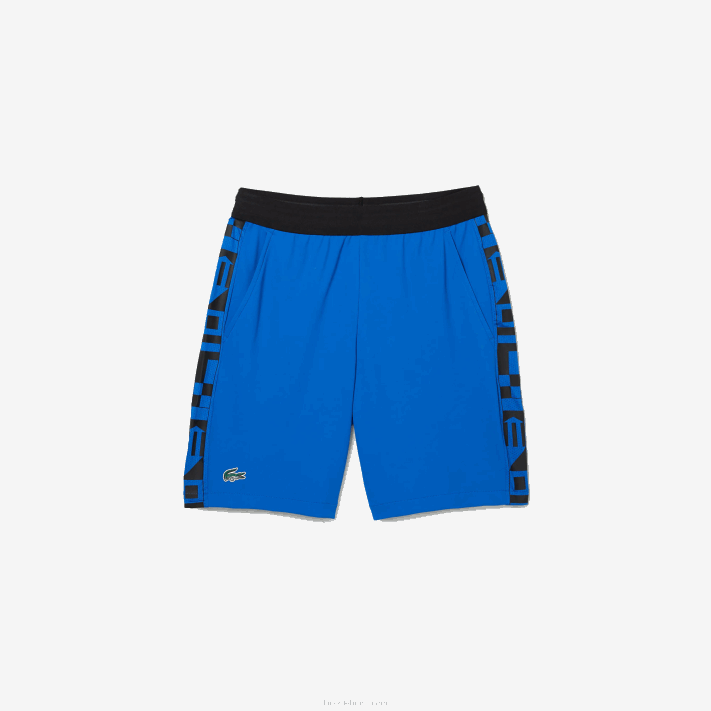 Lacoste shorts de tênis esportivos com estampa contrastante homens azul preto 6j4 88BL1537 - Image 5