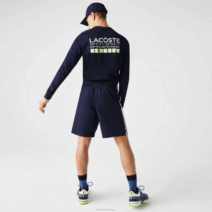 Lacoste shorts de tênis esportivos de tafetá homens azul marinho 166 88BL1334 - Image 3