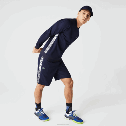 Lacoste shorts de tênis esportivos de tafetá homens azul marinho 166 88BL1334