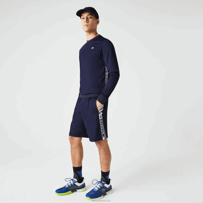 Lacoste shorts de tênis esportivos de tafetá homens azul marinho 166 88BL1334 - Image 6