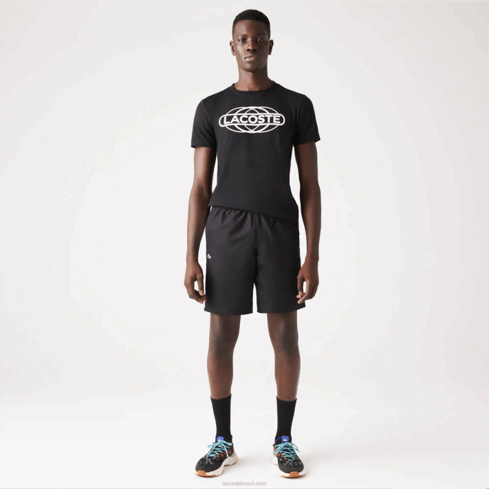 Lacoste shorts de tênis esportivos de tafetá homens preto 031 88BL1332 - Image 2