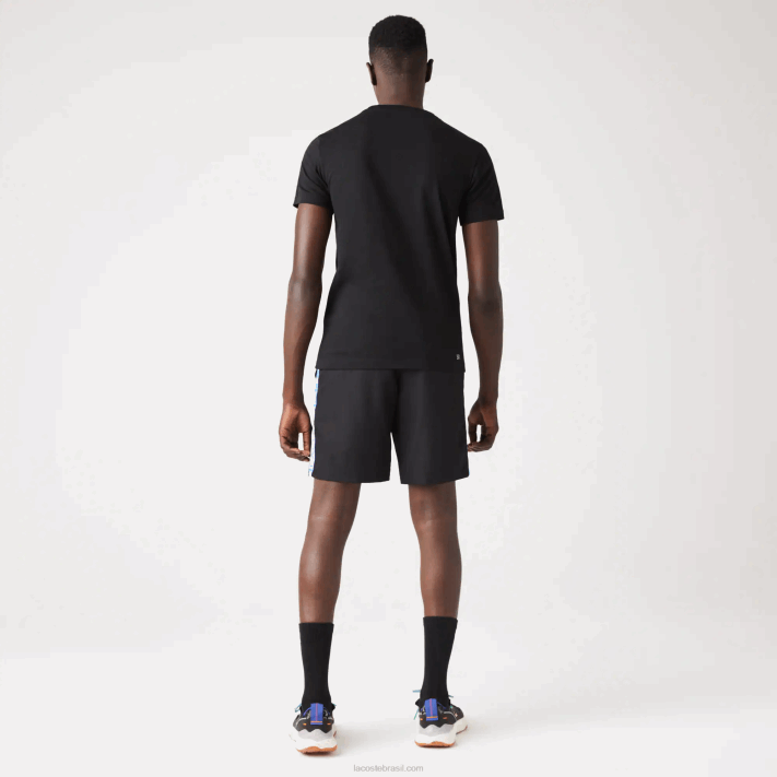 Lacoste shorts de tênis esportivos de tafetá homens preto 031 88BL1332 - Image 3