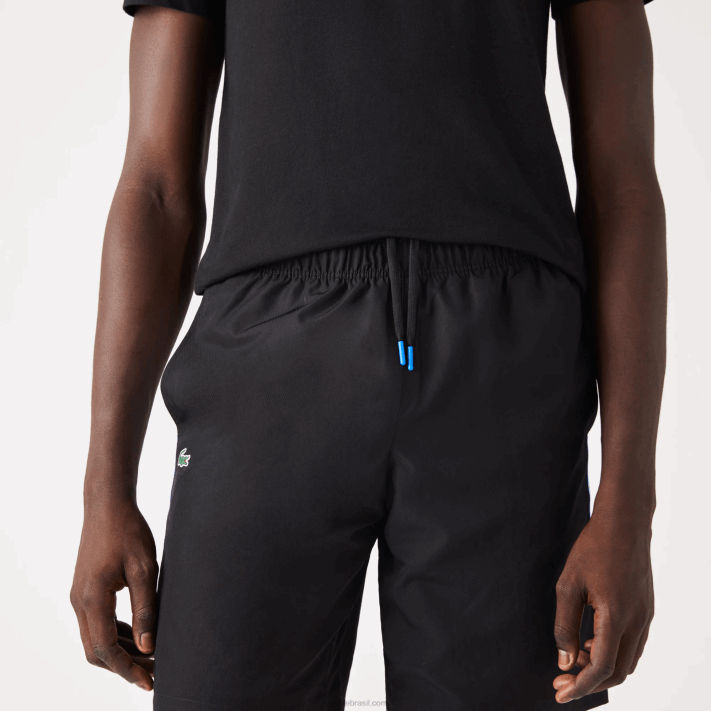 Lacoste shorts de tênis esportivos de tafetá homens preto 031 88BL1332 - Image 4