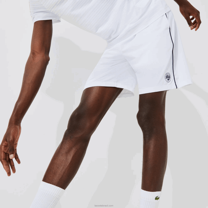 Lacoste shorts elásticos esportivos French Open Edition leve homens branco azul marinho aj0 88BL1547 - Image 2