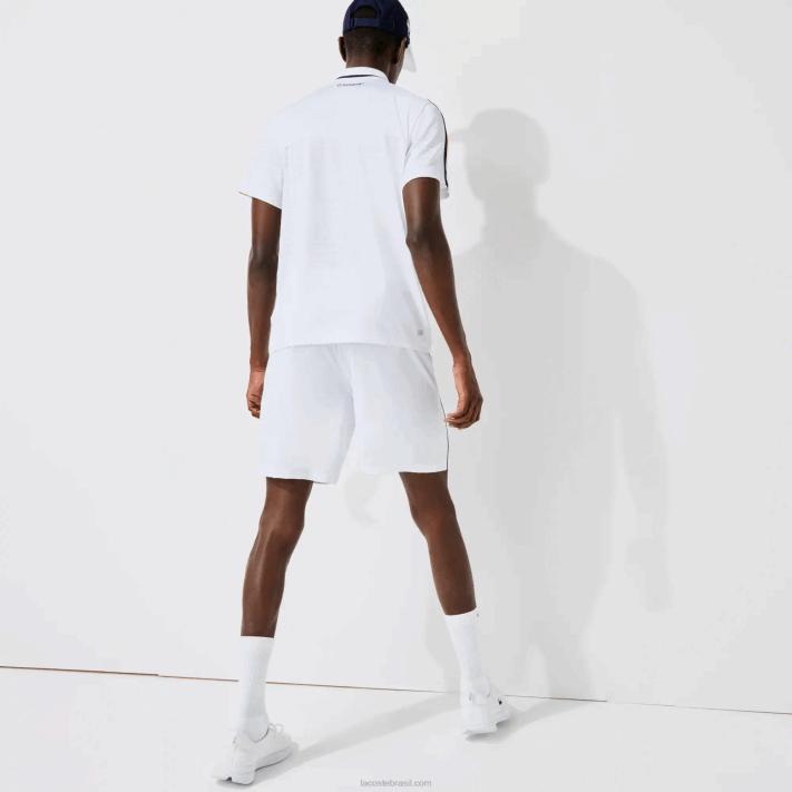 Lacoste shorts elásticos esportivos French Open Edition leve homens branco azul marinho aj0 88BL1547 - Image 3