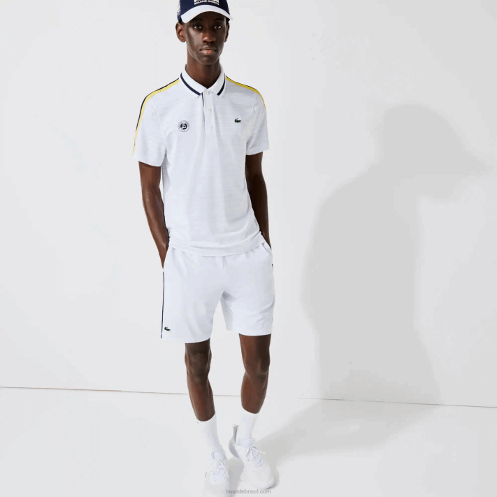 Lacoste shorts elásticos esportivos French Open Edition leve homens branco azul marinho aj0 88BL1547 - Image 1