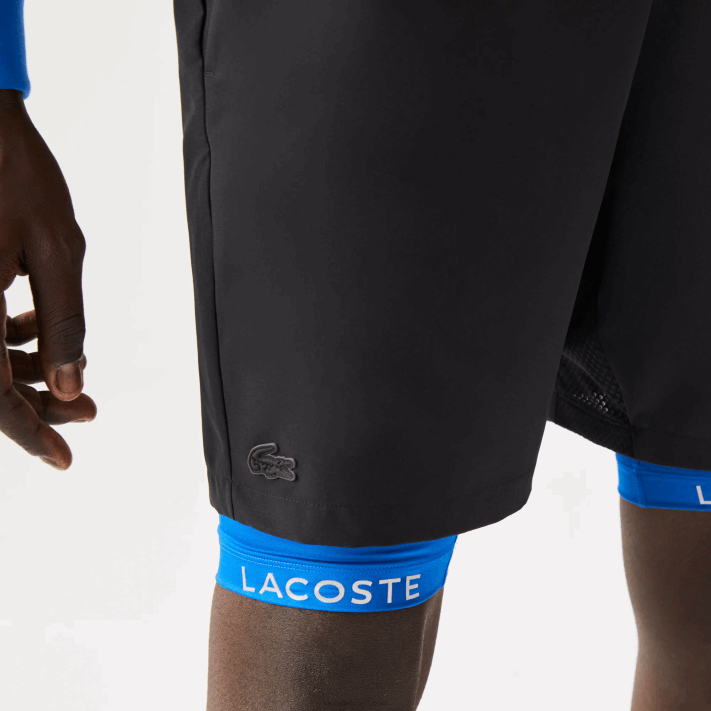 Lacoste shorts esportivos 3 em 1 com forro embutido homens preto azul 985 88BL1423 - Image 2