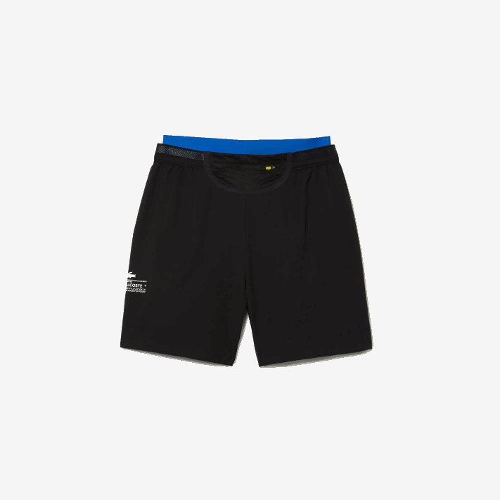 Lacoste shorts esportivos 3 em 1 com forro embutido homens preto azul 985 88BL1423 - Image 8