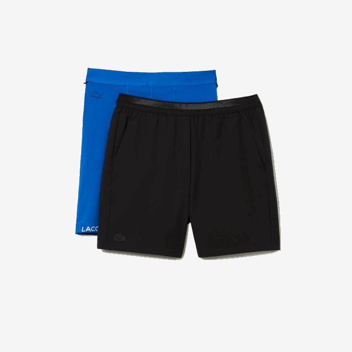 Lacoste shorts esportivos 3 em 1 com forro embutido homens preto azul 985 88BL1423 - Image 9