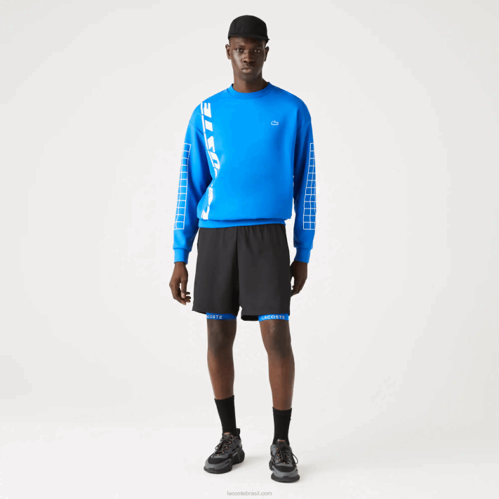 Lacoste shorts esportivos 3 em 1 com forro embutido homens preto azul 985 88BL1423 - Image 1