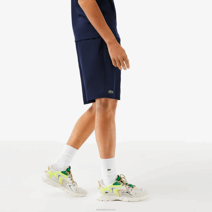 Lacoste shorts esportivos de malha de diamante sólido para tênis homens azul marinho 166 88BL1441 - Image 2