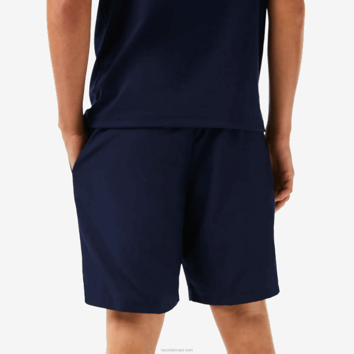 Lacoste shorts esportivos de malha de diamante sólido para tênis homens azul marinho 166 88BL1441 - Image 3