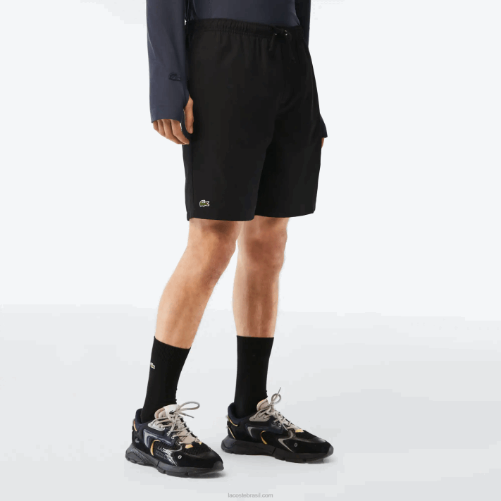 Lacoste shorts esportivos de malha de diamante sólido para tênis homens preto 031 88BL1443 - Image 2