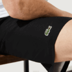 Lacoste shorts esportivos de malha de diamante sólido para tênis homens preto 031 88BL1443 - Image 4