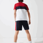 Lacoste shorts leves com painéis colorblock esportivos homens azul marinho vermelho branco mwp 88BL1367 - Image 3