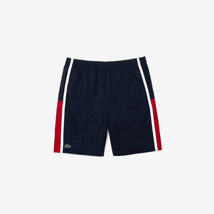 Lacoste shorts leves com painéis colorblock esportivos homens azul marinho vermelho branco mwp 88BL1367 - Image 5