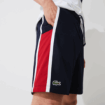 Lacoste shorts leves com painéis colorblock esportivos homens azul marinho vermelho branco mwp 88BL1367 - Image 7