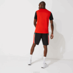 Lacoste shorts leves com painéis colorblock esportivos homens preto vermelho branco g54 88BL1365 - Image 3