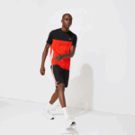Lacoste shorts leves com painéis colorblock esportivos homens preto vermelho branco g54 88BL1365 - Image 4