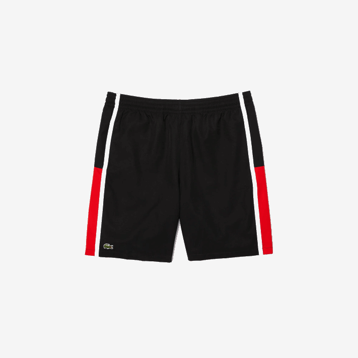 Lacoste shorts leves com painéis colorblock esportivos homens preto vermelho branco g54 88BL1365 - Image 5