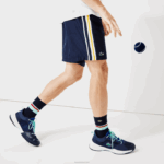 Lacoste shorts leves de bandas de contraste esportivo homens apk azul marinho amarelo branco 88BL1363 - Image 2