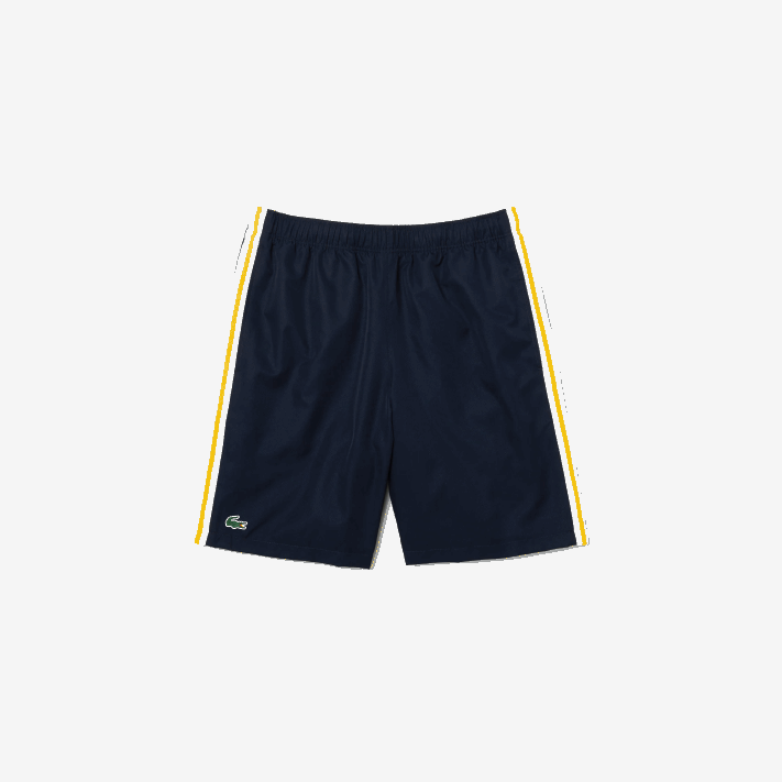 Lacoste shorts leves de bandas de contraste esportivo homens apk azul marinho amarelo branco 88BL1363 - Image 5