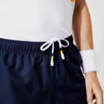 Lacoste shorts leves de bandas de contraste esportivo homens apk azul marinho amarelo branco 88BL1363 - Image 6