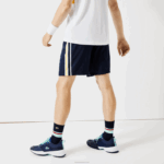 Lacoste shorts leves de bandas de contraste esportivo homens apk azul marinho amarelo branco 88BL1363 - Image 7