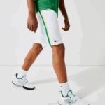 Lacoste shorts leves de bandas de contraste esportivo homens branco verde amarelo branco b0t 88BL1364 - Image 2