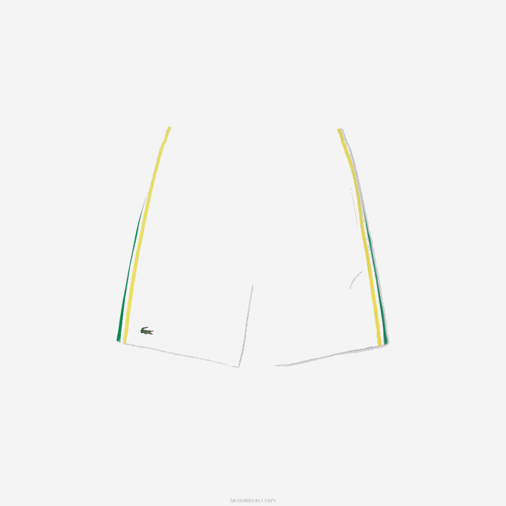 Lacoste shorts leves de bandas de contraste esportivo homens branco verde amarelo branco b0t 88BL1364 - Image 4