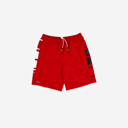 Lacoste shorts listrados esportivos homens vermelho branco preto cmy 88BL1633