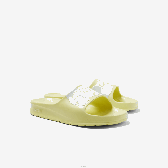 Lacoste slides de alça de logotipo sintético croco 2.0 mulheres amarelo claro e branco 241 88BL2759 - Image 2