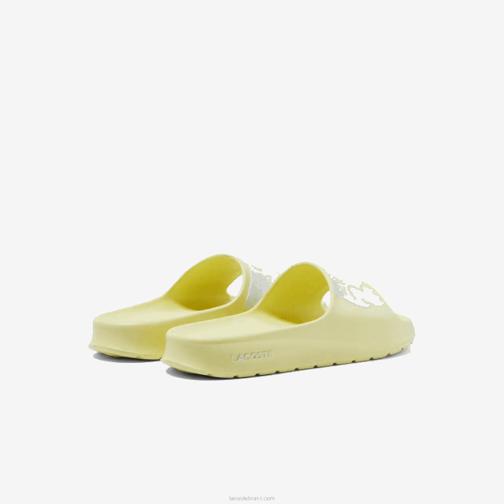 Lacoste slides de alça de logotipo sintético croco 2.0 mulheres amarelo claro e branco 241 88BL2759 - Image 3