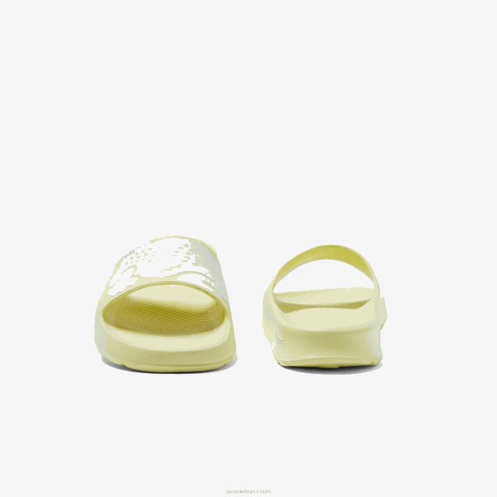 Lacoste slides de alça de logotipo sintético croco 2.0 mulheres amarelo claro e branco 241 88BL2759 - Image 5